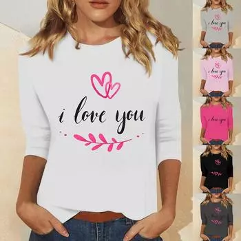 Женская мода повседневный свитер с семью рукавами и принтом ко Дню святого Валентина M розовый