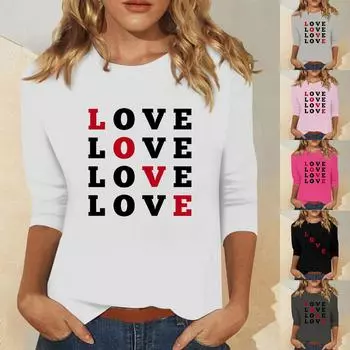 Женская мода повседневный свитер с семью рукавами и принтом ко Дню святого Валентина L чёрный