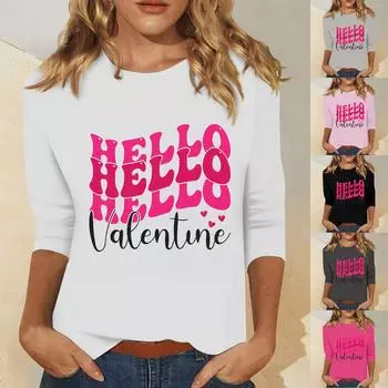 Женская мода повседневный свитер с семью рукавами и принтом ко Дню святого Валентина L чёрный