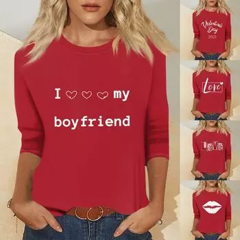 Женская мода повседневный свитер с семью рукавами и принтом ко Дню святого Валентина L