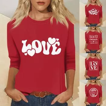 Женская мода повседневный свитер с семью рукавами и принтом ко Дню святого Валентина M