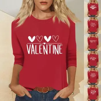 Женская мода повседневный свитер с семью рукавами и принтом ко Дню святого Валентина L красный