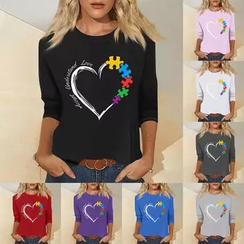 Женская мода повседневный свитер с семью рукавами и принтом ко Дню святого Валентина L розовый