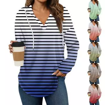 Женская мода повседневный свитер с V-образным вырезом и длинными рукавами, на завязках, с принтом L синий