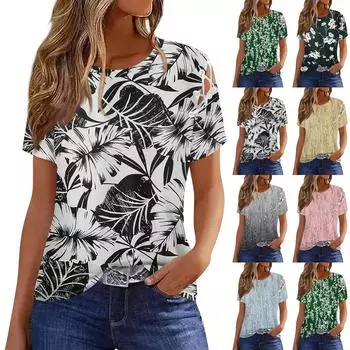 Женская мода Повседневный свободный крой Повседневный модный топ с бретелями в сочетании с длинными брюками и короткими юбками с короткими рукавами M