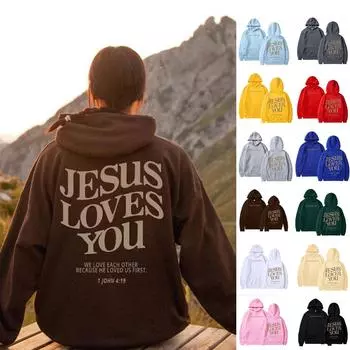 Женская мода, повседневный свободный плюшевый пуловер с длинными рукавами и круглым вырезом с буквенным принтом и веревочной толстовкой L чёрный