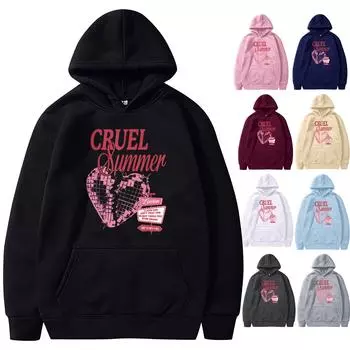 Женская мода, повседневный свободный плюшевый пуловер с длинными рукавами и круглым вырезом с буквенным принтом и веревочной толстовкой M чёрный