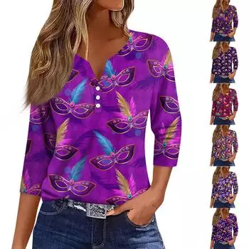 Женская мода повседневный топ с длинным рукавом и круглым вырезом с цветочным принтом S