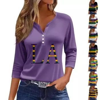 Женская мода повседневный топ с длинным рукавом и круглым вырезом с цветочным принтом L чёрный