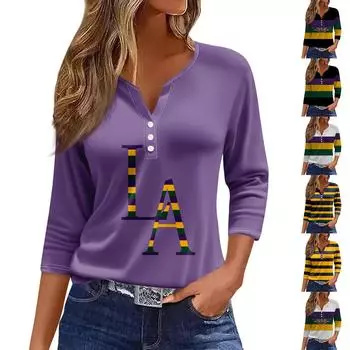 Женская мода повседневный топ с длинным рукавом и круглым вырезом с цветочным принтом L чёрный