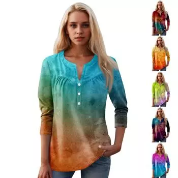 Женская мода повседневный топ с длинным рукавом и круглым вырезом с цветочным принтом S