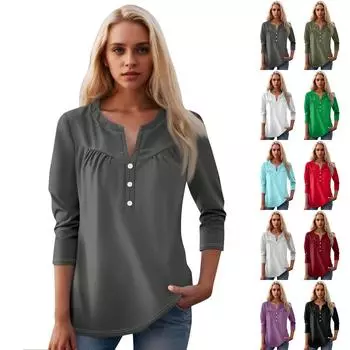 Женская мода повседневный топ с длинным рукавом и круглым вырезом с цветочным принтом L