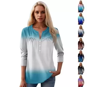 Женская мода повседневный топ с длинным рукавом и круглым вырезом с цветочным принтом L кофейный