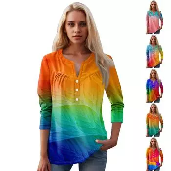 Женская мода повседневный топ с длинным рукавом и круглым вырезом с цветочным принтом XXXL