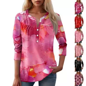 Женская мода повседневный топ с длинным рукавом и круглым вырезом с цветочным принтом XXXL чёрный