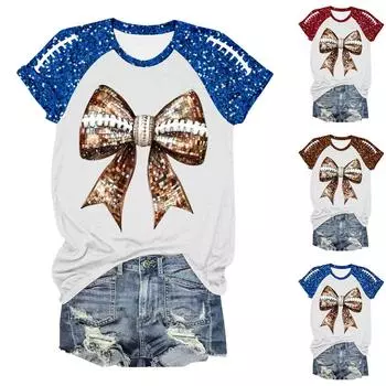 Женская мода повседневный топ с круглым вырезом и коротким рукавом с принтом XXXL зелёный