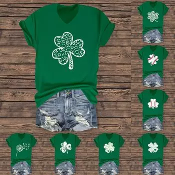 Женская мода повседневный топ с V-образным вырезом и короткими рукавами плиссированный топ с короткими рукавами L армия зеленый