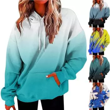 Женская мода, повседневный универсальный повседневный топ с v-образным вырезом и длинными рукавами с принтом XXXXL синий