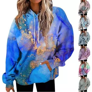 Женская мода, повседневный универсальный повседневный топ с v-образным вырезом и длинными рукавами с принтом XXL фиолетовый