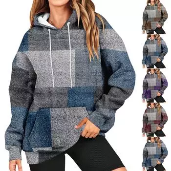 Женская мода, повседневный универсальный повседневный топ с v-образным вырезом и длинными рукавами с принтом L кофейный