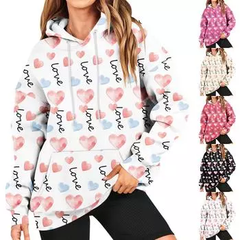 Женская мода, повседневный универсальный повседневный топ с v-образным вырезом и длинными рукавами с принтом L чёрный