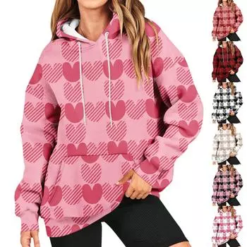 Женская мода, повседневный универсальный повседневный топ с v-образным вырезом и длинными рукавами с принтом XL