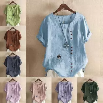 Женская мода Praising Planets Print Короткие рукава футболка свободная хлопковая рубашка повседневная свободная летняя блузка топы размера плюс S розовый