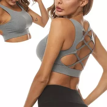 Женская мода, противоударное нижнее белье для йоги телесного цвета, бюстгальтер для бега L чёрный