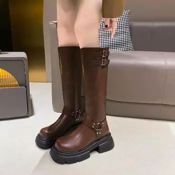 Женская мода пряжка дизайнерская обувь зимние новые простые молнии для улицы свадебная вечеринка высокие каблуки женские сапоги zapatillas mujer 35