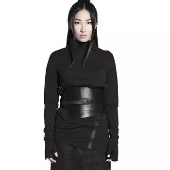 Женская мода PU кожаный ремень широкий ремень тугой ремень в стиле панк подходит для ежедневного ношения аксессуаров One size чёрный