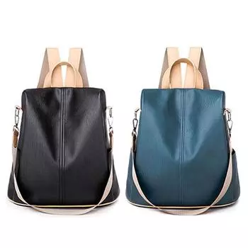 Женская мода PU водонепроницаемый противоугонный рюкзак для девочек дорожная сумка через плечо чёрный