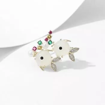 Женская мода Радуга Кристалл милые броши в форме рыбки для женщин роскошный золотой цвет сплав циркон брошь в виде животного булавки