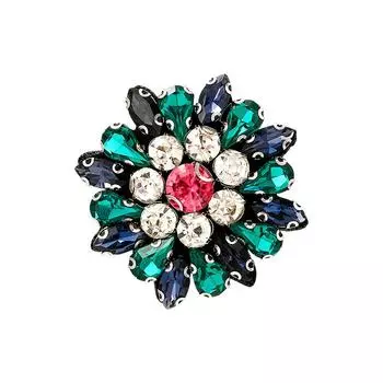 Женская мода Радуга Кристалл Подсолнух Броши для женщин Роскошный серебряный цвет сплава круглая брошь с растением булавки
