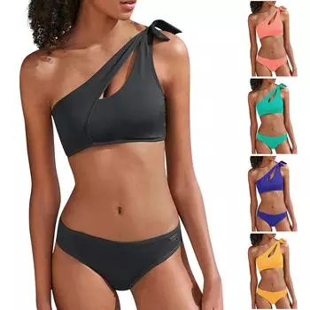 Женская мода, раздельное сексуальное бикини с подушечками для бюстгальтера, без стального бюстгальтера, купальник M синий