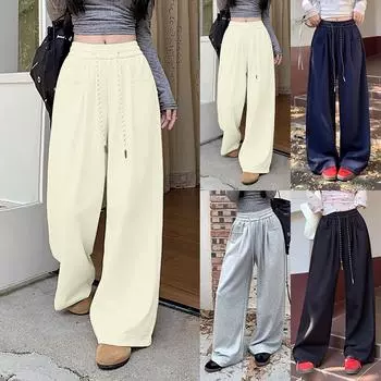 Женская мода ретро личность потертый старый с высокой талией ретро свободные прямые джинсы L бежевый