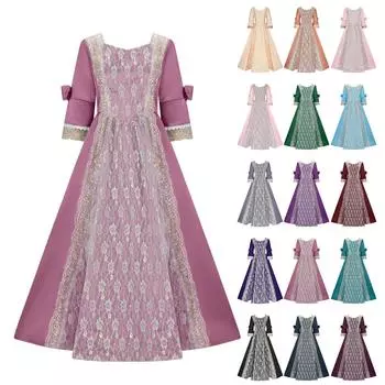 Женская мода Ретро-спектакль Танцевальное представление Кружевное кружевное вечернее платье с расклешенными рукавами XXL