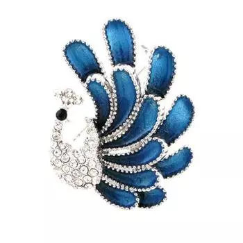 Женская мода Rhinestone Павлин Брошь Pin Свадебный шарф Декор Подарок синий