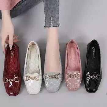 Женская мода розовые квадратные носки неглубокие металлические туфли черные повседневные босиком фетиш балетки со стразами женские милые уличные туфли Биркен 34 бежевый