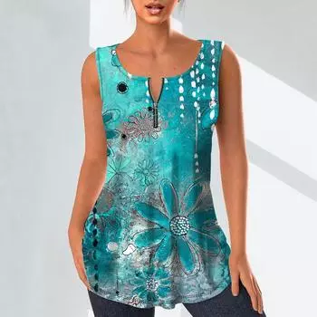 Женская мода рубашки с v-образным вырезом повседневные топы футболка женский жилет с 3D-принтом цветов блузка без рукавов больших размеров топы на бретелях XS фиолетовый