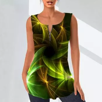 Женская мода рубашки с v-образным вырезом повседневные топы футболка женский жилет с 3D разноцветным бликом и принтом плюс размер блузка без рукавов топы на бретелях M фиолетовый