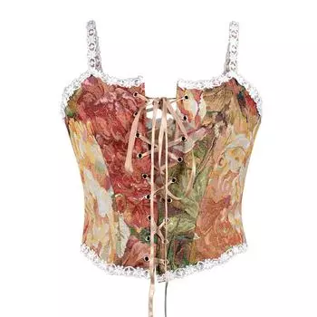 Женская мода с цветочным принтом и узкой талией, нерегулярный подол, винтажное корректирующее белье L красный