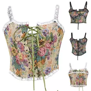 Женская мода с цветочным принтом и узкой талией, нерегулярный подол, винтажное корректирующее белье XXL бежевый