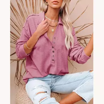 Женская мода с длинным рукавом футболка осень-зима рубашка пуловеры повседневные топы S чёрный