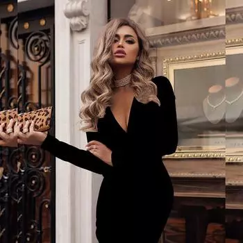 Женская мода с длинным рукавом, глубоким v-образным вырезом, плиссированное однотонное платье размера плюс, вечерние мини-платье в стиле хип-хоп XXL белый