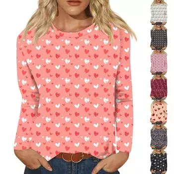 Женская мода с длинным рукавом и круглым вырезом ко Дню святого Валентина M