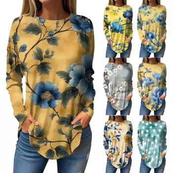 Женская мода с длинным рукавом и круглым вырезом, винтажный асимметричный пуловер L бежевый