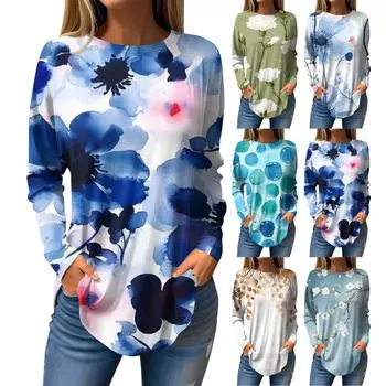 Женская мода с длинным рукавом и круглым вырезом, винтажный асимметричный пуловер L бежевый