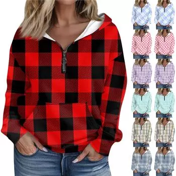 Женская мода с длинным рукавом и принтом, свободная толстовка с капюшоном на молнии и карманами L хаки