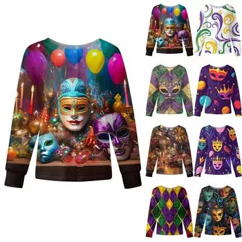 Женская мода с длинным рукавом и воротником-стойкой, однобортный, с принтом «Карнавал» XXXXL бежевый