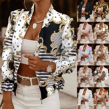 Женская мода с длинным рукавом на молнии однотонная повседневная короткая куртка пальто M чёрный